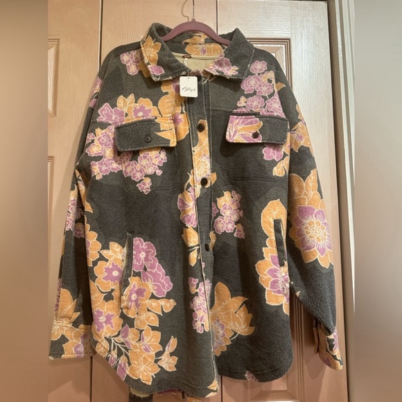 NWT Free People oversized Printed Ruby Jacket in Charcoal - Picture 11 of 13